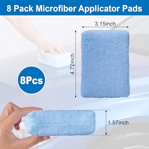 8 Pack Microfiber Applicator Pads, 5 x 3 Inches Thickened Car Wash Sponge, Premium Cleaning Sponges Foam Wax Applicator Pads for Car Detailing, Waxing, Polishing
