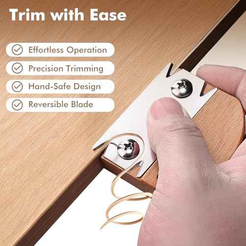 Edge Banding Trimmer, Upgraded Veneer Edge Trimmer with Wooden Handle and 3 Replacement Blades, Edge Band Cutter Tool for Woodworking, Veneer, PVC, Laminate, Plywood, Melamine