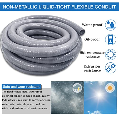 Ansgery 1/2 Inch Liquid Tight Electrical Conduit Kit 25ft with Fittings