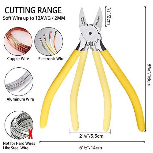 DOWELL Micro Wire Cutter Diagonal Flush Cutters 6 Inch Precision Side Cutters Cutting Pliers Wire Snips Heavy Duty