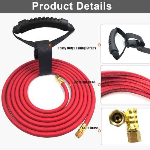 0386-1090 AH-12 Air Acetylene Torch Hose with Lashing Strap, 12FT, "A" Fitting, Replacement Welding Hose Compatible with Torch AR-B/AR-MC Regulators, G4/PLF-A Handles, B/MC Tanks