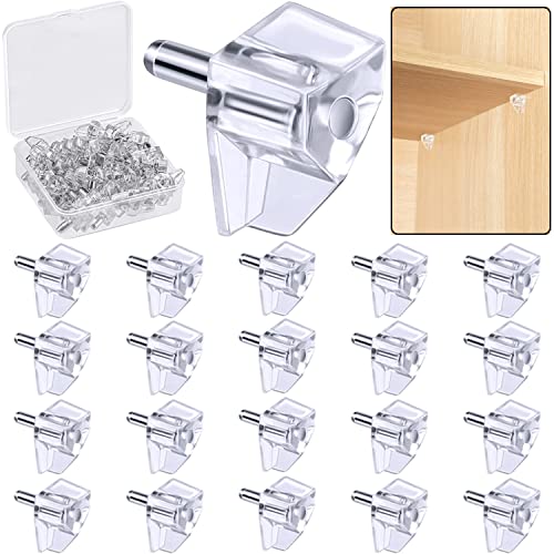 Sazoemao 5mm Clear Plastic Shelf Support Pegs - Set of 20, Durable Cabinet Shelf Pins for Kitchen and Furniture