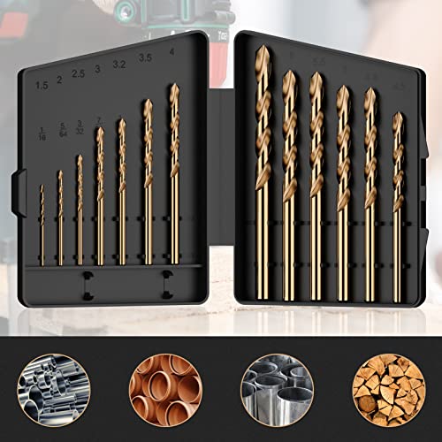 MACXCOIP 13-Piece M35 Cobalt Drill Bit Set, Multi-Size Jobber Length 1/16-1/4"