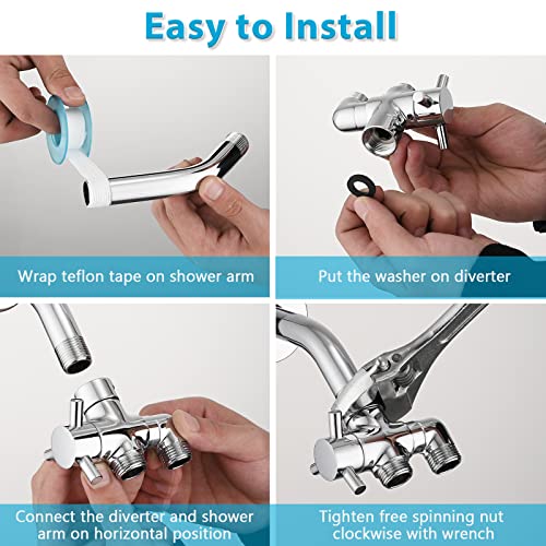 PDPBath Chrome 3-Way Shower Diverter Valve Brass 1/2in Connectors