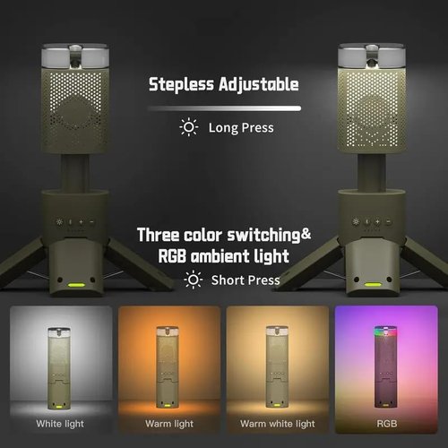 Camping Lantern, 14000mAh Rechargeable Telescopic Camping Lights Built-in Magnetic Stand with Speaker,Bluetooth, Portable Camping Tent Lantern for Emergency, IPX5 Waterproof