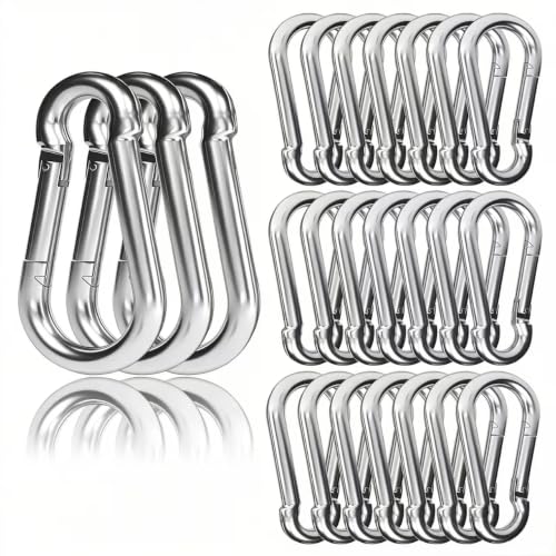 24PCS M5 Galvanized Steel Spring Carabiners for Keychains & Outdoor Use