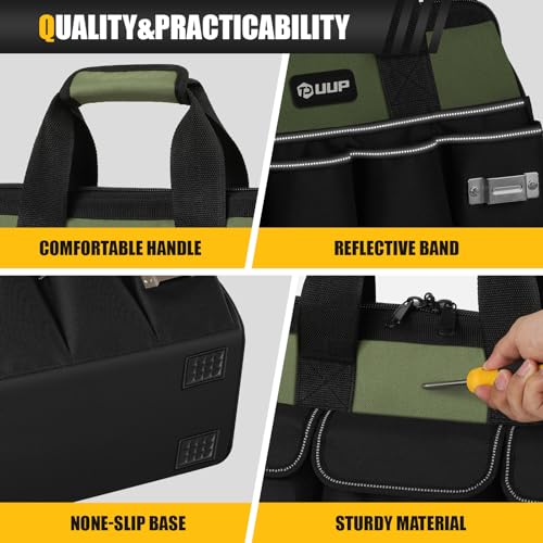 Heavy Duty Tool Bag 15-Inch, 16-Pocket Portable Empty Tool Box Organizer Storage, Toolbox Organization, Soft Handle Large Zipper Carrying Toolbag, Dad Men Mechanic Birthday Stocking Stuffer Gifts