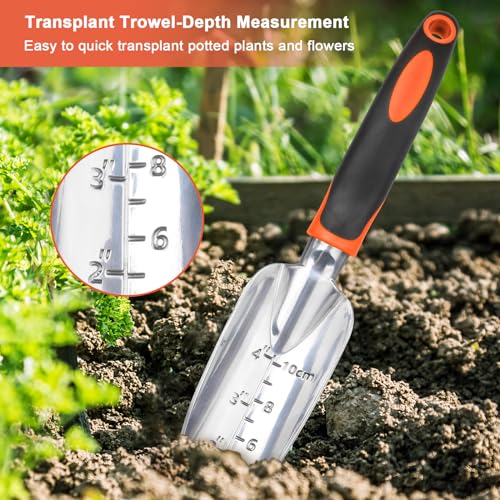 MECHEER Orange Heavy Duty Garden Tools Set - Shovel, Transplant Trowel & Rake