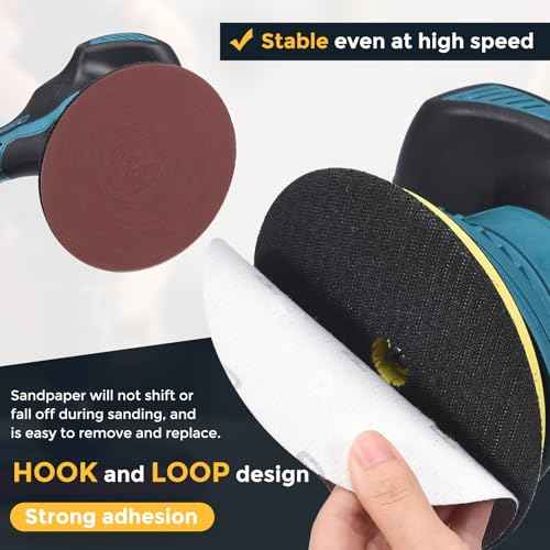 HARFINGTON 100 Pcs 2 Inch Sanding Discs, 320 Grit Hook and Loop Sandpaper, No-Hole Aluminum Oxide Orbital Sander Sandpaper for Woodworking Automotive Metal Polishing, Red