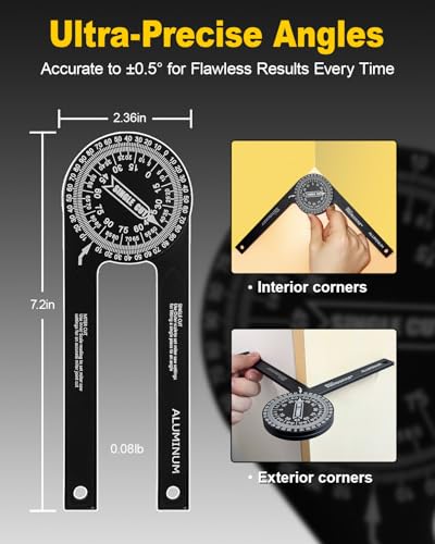 7.2-in CNC Aluminum Miter Saw Protractor Angle Finder | Anyongora