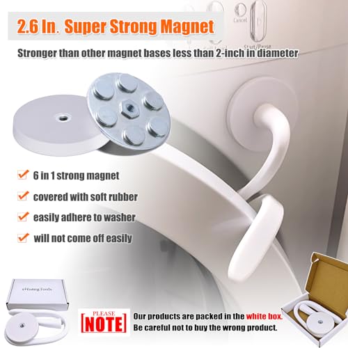 eHuangTools 2.6-Inch Magnetic Front-Loader Washer Door Prop — White, Removable Hose