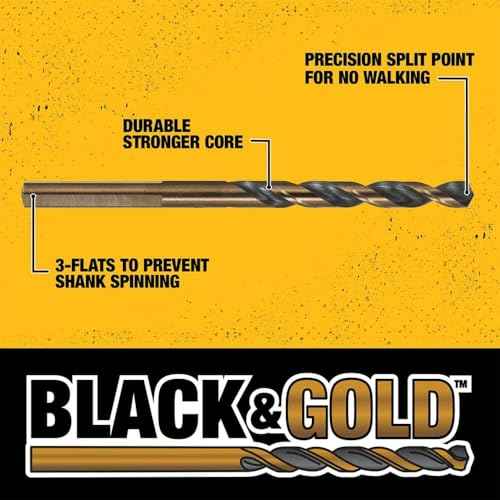 DEWALT Drill Bit Set, 3-Flats Shank,14-Piece, 135 Degree Split Point, for Plastic, Wood and Metal (DWA1184)