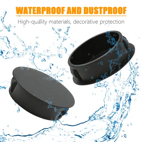 1-1/4 Inch Black Hole Plugs Set of 15 - Locking Plastic Pipe Caps for Furniture & Equipment