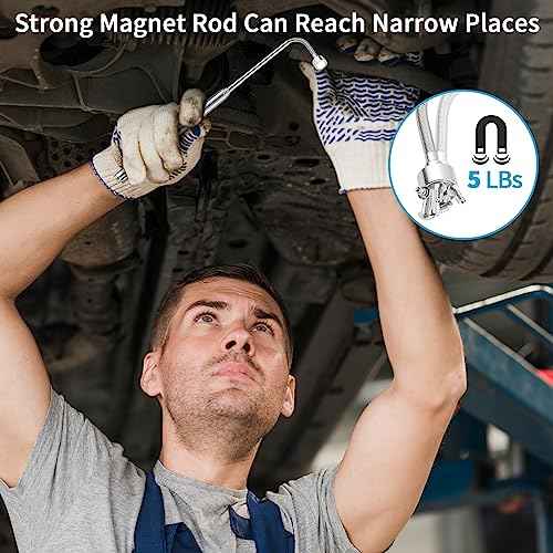 2 Pieces 5 LBS Flexible Magnetic Pickup Tool Set, 23.6" Spring Bendable Extension Pick Up, with Pen Clip Design, Magnet Stick Kit for Men, Birthday, Father's Day, Christmas Gift