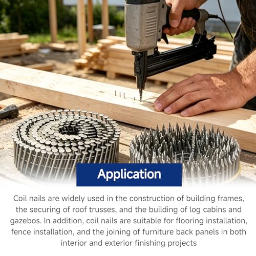 GXYWADY 3600Pcs 1-3/4 Inch Steel Siding Nails, 0.092 Inch Diameter, Galvanized Coil Nails, 15° Incline for Exterior & Interior Projects (Variation: 1 / 0.092*1-3/4in)