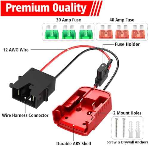 Power Wheel Adapter for Milwaukee 18V Battery | 12V Ride On Toy Battery Converter & Power Dock Connector | Upgrade Kit with 40A Fuse Holder, 12AWG Wire Harness