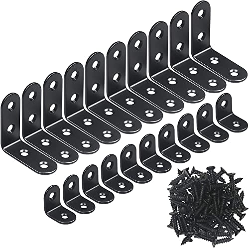 YAMASO 20PCS Stainless Steel L Bracket Corner Brace Set with Screws - Reinforcement Hardware
