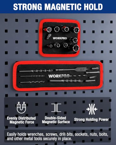 WORKPRO 2-Piece Magnetic Tool Mat - Small 6.38 x 5.31 in & Medium 12.6 x 4.06 in, Flexible PVC Magnetic Holder Tray