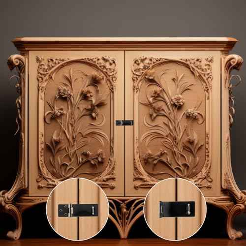 Lock Hasp Latch, 4 Pack 3inch Black Padlock Hasp Safety Packlock Clasp Door Slide Latch Lock Gate Locks hasps for Home Yard Garden Wooden Fence Cabinet