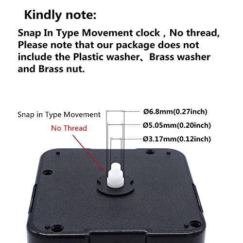 TIKROUND 12888 Snap-In No Thread Quartz Clock Movement Replacement D Hands - Total 46mm