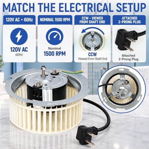 Bathroom Fan Motor Replacement 8832NA A Unit with 6.1 Inch Blower Wheel 120V