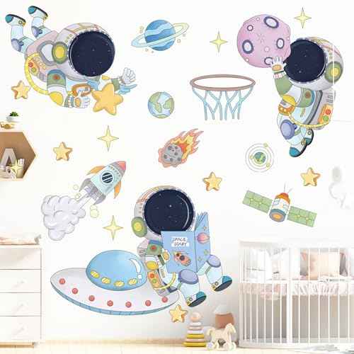 Space Decor Astronaut Wall Stickers Murals & Decals Space Theme Bedroom Classroom Playroom Sticker Outer Spaces Room Decor Spaces Wallpaper Planet Wall Decals for Boys Girls Room