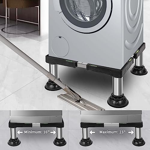 Nefish Black Adjustable Mini Fridge Stand 7-8.6 in with 4 Non-Slip Feet - 16-23 in wider base, Load up to 440 lbs