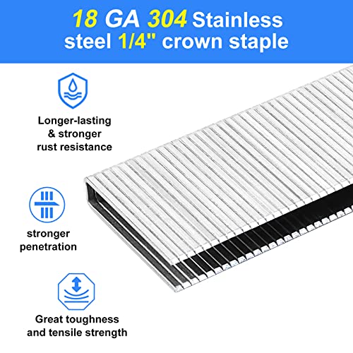 SimCos 18 Gauge 304 Stainless Steel Narrow Crown Staples 1 Inch 960-Pack for Heavy-Duty Upholstery & Roofing