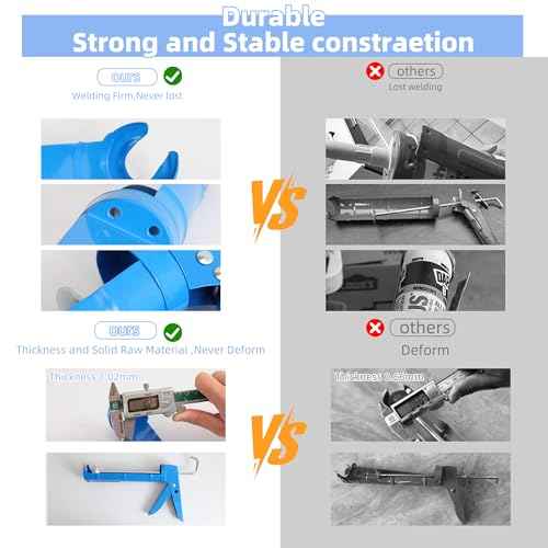 Caulk Gun Kit Smooths No-drip Silicone Caulking Gun and Caulking Tools, Sealant Tools Grout Scraper For Kitchen Bathroom Sink Joint,With Gift Box Works 10OZ Tubes blue