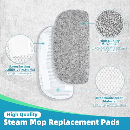 LOVECO 4 Pack Steam Mop Pads for GorFanty Neugo MX-C02 — 11-in-1, 12.4x5.9in, Machine Washable, Includes Laundry Bag