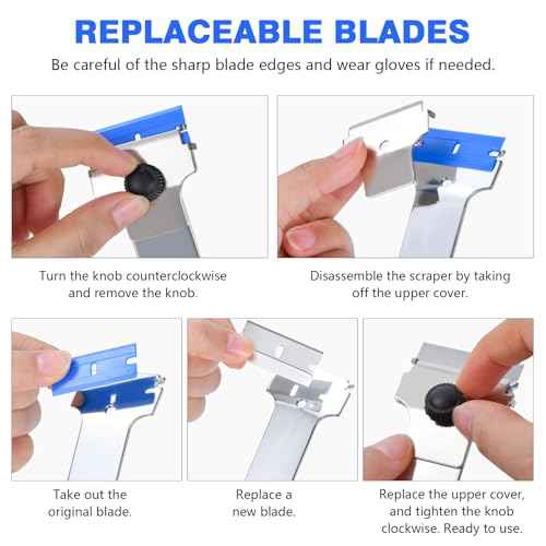 4 Pack Razor Blade Scraper Set with 20 Pcs Extra Replacement Metal and 20 Pcs Plastic Razor Blades, Scraper Tool for Cleaning Cooktop, Paint, Tile, Window, Glass