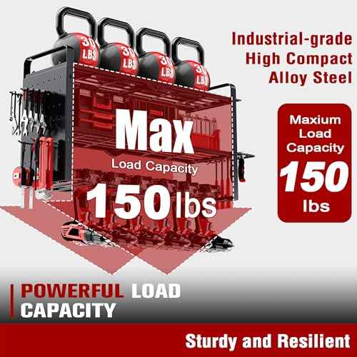 Mens Gifts Power Tool Organizer Wall Mount With Pegboard - 7 Drill Holder - Garage Organization Storage Rack For Cordless Tool - Heavy Duty Metal Tool Shelf