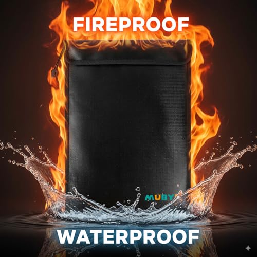 Upgraded Fireproof Waterproof Document Bag - 3 Pack Safe Money Bags with Zipper, Fire & Water Resistant Storage Organizer Pouch for Documents Holder,File,Cash,Passport,Tablet (Black)
