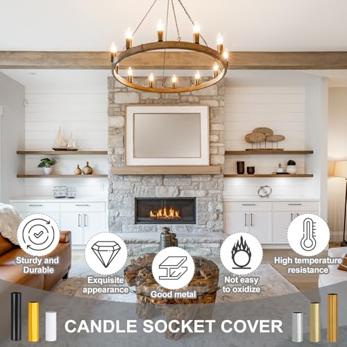 PATIKIL 4-Inch Black Candle Cover Sleeves Pack of 6 for E12 Chandeliers