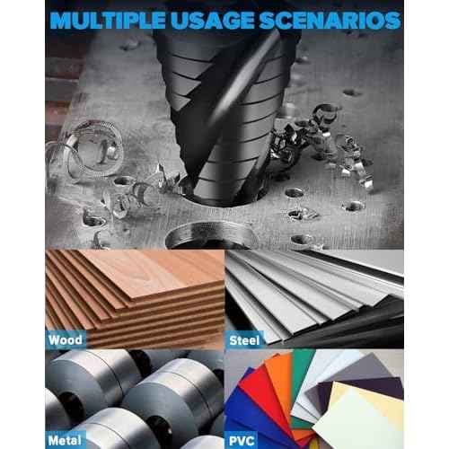 1/4-3/4 Inch Four Spiral Flute Step Drill Bit, M2 High Speed Steel 1/4" Hex Shank Step Drill Bit for Metal, Steel, Aluminum, Plastic Hole Drilling Cutting, 9 Step Size Step Bit