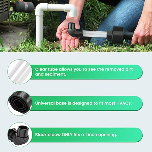 Homeslea Black AC Drain Line Unclogger Tool with 1-Inch Pipe Adapter