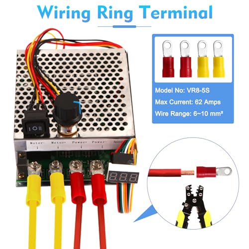 HARMNEE 60A PWM DC Motor Speed Controller 10V-55V with LED Display & Forward-Reverse Switch