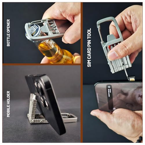 Multi Tool Prizes [17-in-2] for Adults - Multi Tool for Men, Multitool, Small Hammer, Small Tools, Hammer Multitool, Gifts for Men, Dad, Husband, Camping, Bottle opener, retrieve card pin