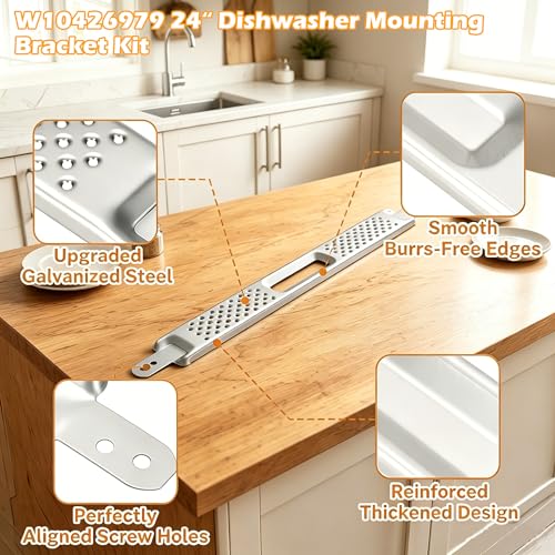 24-Inch Dishwasher Mounting Bracket Kit with 8269145 Screws – OEM Replacement for Whirlpool/KitchenAid/Maytag (W10426979 etc.)
