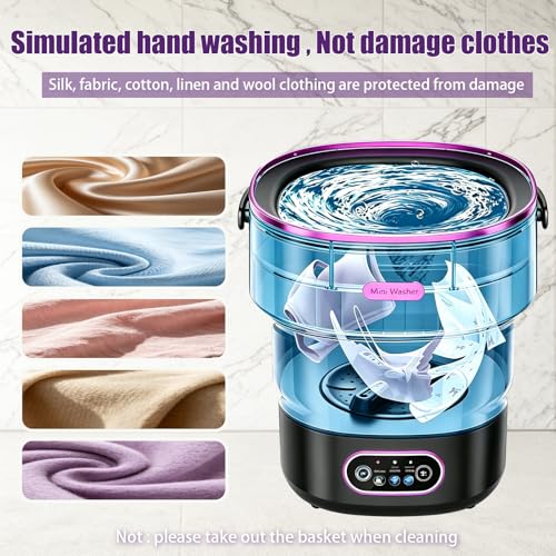 Zeynor 20L Mini Portable Folding Washing Machine Black Purple for Travel & Small Spaces