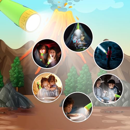 Rechargeable Dinosaur Flashlight with Roar for Kids, Kids Flashlight Camping Gear Handheld Flashlight for Kids, Halloween Christmas Lights for Boys Girls, Dino Kid Lantern