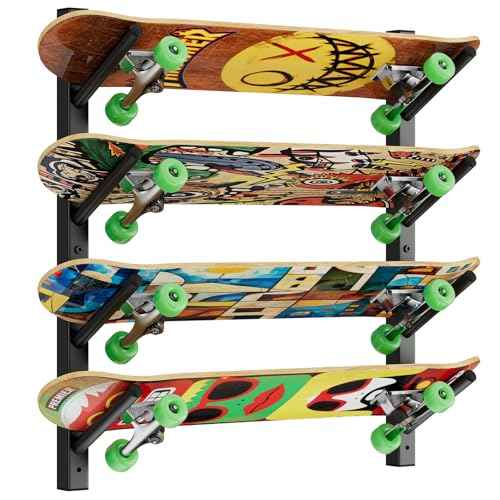 YMYNY Skateboard Wall Mount, 6 Layer Skateboard Rack Holder, Snowboard Wall Mount for Storage Longboard Deck Organizer, Skateboard Display Stand for Home Garage, UHSD002B