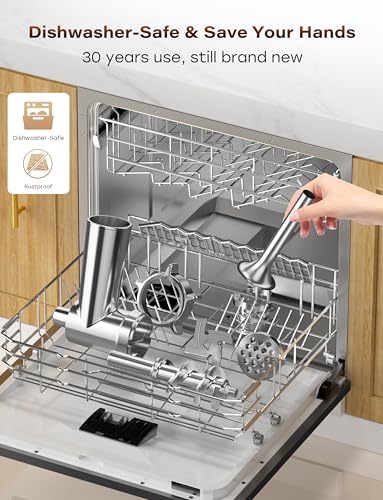 Upgraded Meat Grinder Attachment for KitchenAid 316 Stainless Steel, 18-Piece Set with 3 Sausage Stuffers