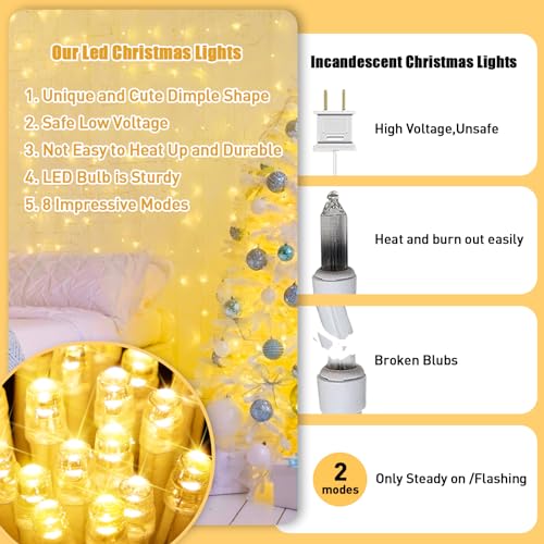 JMEXSUSS 100 LED Indoor String Lights Warm White Christmas Lights - 33ft, 8 Modes