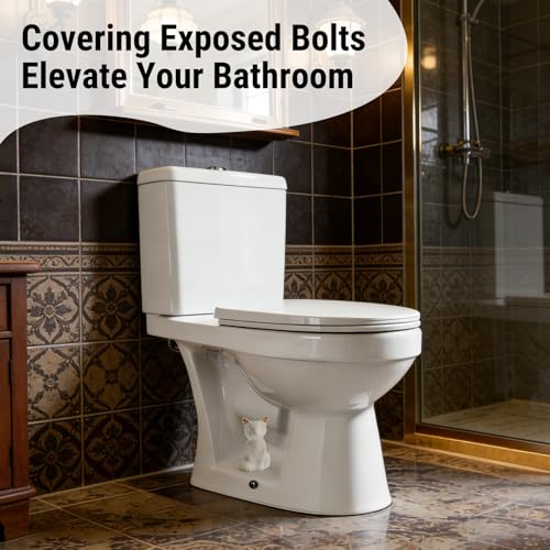 2 Pack Ceramic Toilet Bolt Covers - Cute Cat Design Bathroom Decor