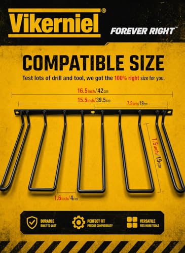 Vikerniel 1 Pack Heavy Duty Metal Cordless Drill Holder Wall Mount Organizer for Dewalt & Power Tools