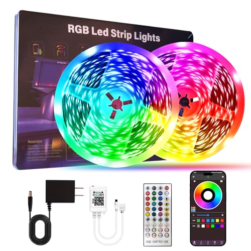 HBOWMDJIA 200FT RGB LED Strip Lights with Remote, Music Sync, App Control for Bedroom & Party