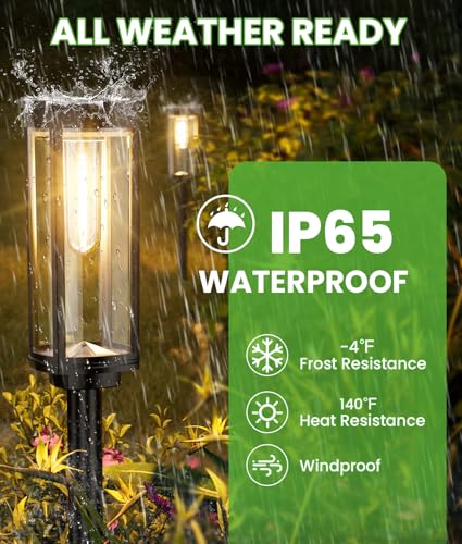 BITPOTT Solar Pathway Lights Outdoor 8 Pack Warm White IP65 Waterproof Garden Path Lights