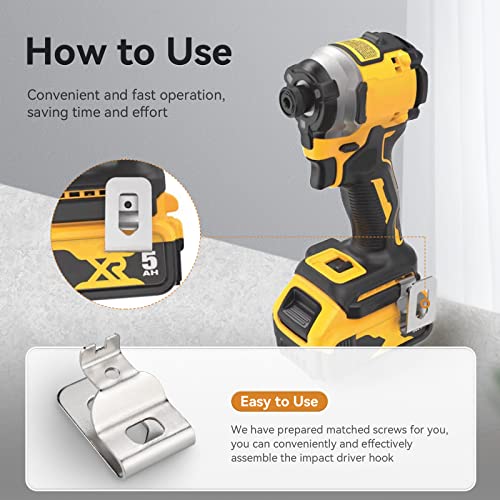 Belt Clips for Dewalt, 6pcs 304 Stainless Steel Drill Tool Clips with Screws for Dewalt N268241 N086039 Fit for 20V Power Tools for DCD980 DCD985 DCD980L2 DCD985L2