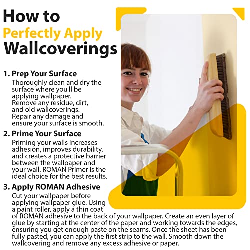 Heavy Duty Clear Wallpaper Adhesive 1 Gallon - Non-Staining, High Tack for Vinyl & Wallcoverings